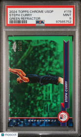 2024 Topps Chrome Us Olympic And Paralympic Hopefuls Steph Curry #119 Green Refractor 22/99 PSA 9